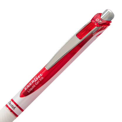 Pentel EnerGel Pearl Retractable Liquid Gel Pen, (0.7mm) Needle Tip, Medium Line, Red Ink (BLN77PW-B)