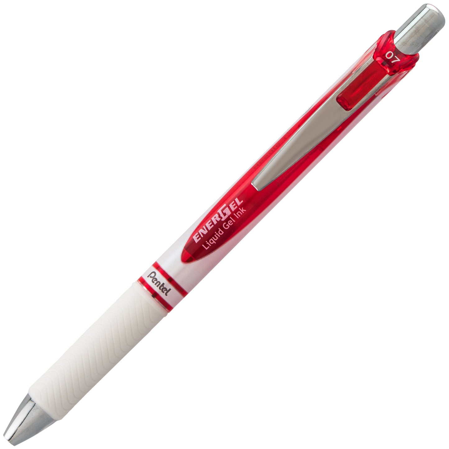 Pentel EnerGel Pearl Retractable Liquid Gel Pen, (0.7mm) Needle Tip, Medium Line, Red Ink (BLN77PW-B)