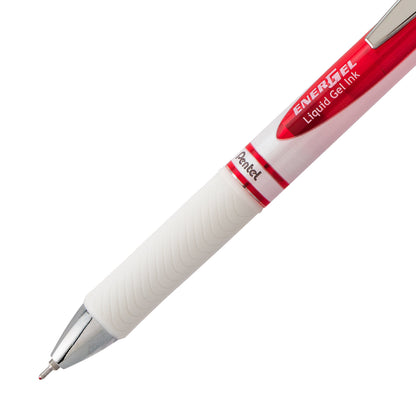 Pentel EnerGel Pearl Retractable Liquid Gel Pen, (0.7mm) Needle Tip, Medium Line, Red Ink (BLN77PW-B)