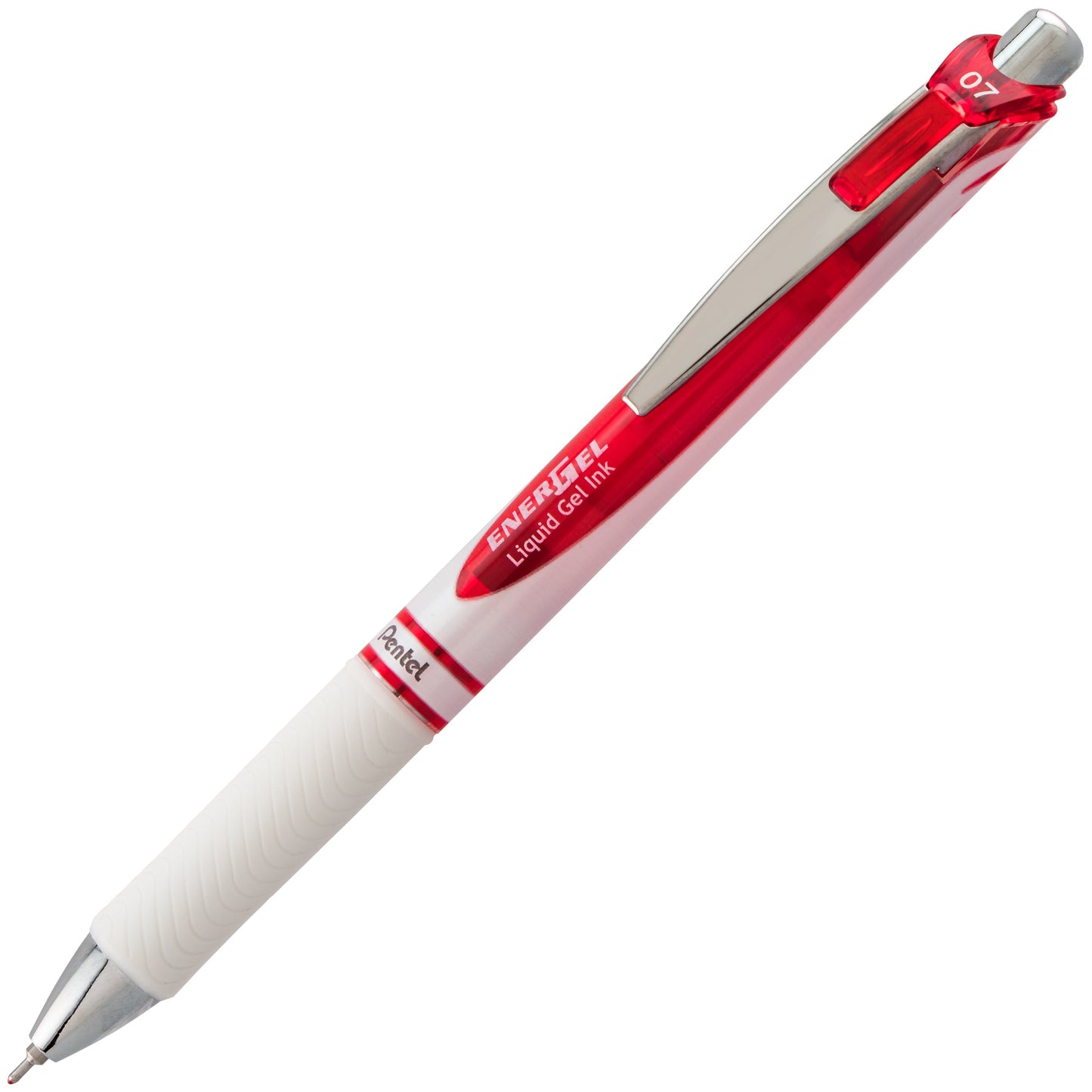 Pentel EnerGel Pearl Retractable Liquid Gel Pen, (0.7mm) Needle Tip, Medium Line, Red Ink (BLN77PW-B)