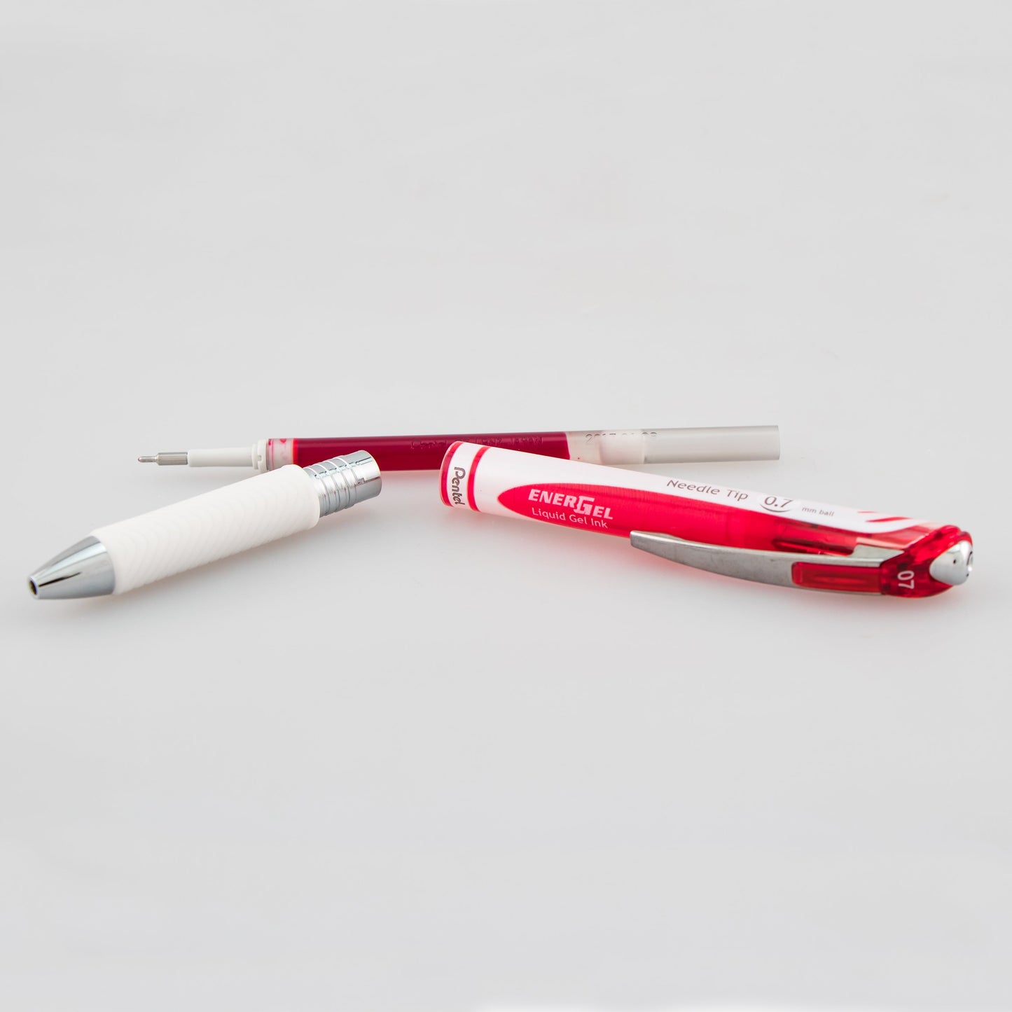 Pentel EnerGel Pearl Retractable Liquid Gel Pen, (0.7mm) Needle Tip, Medium Line, Red Ink (BLN77PW-B)