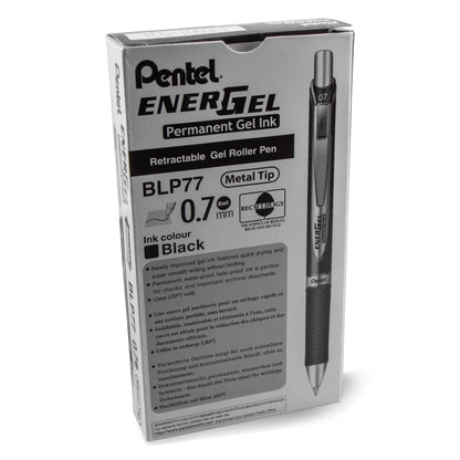 Pentel EnerGel PRO Permanent Gel Pen, (0.7mm) Medium Line, Black Ink (BLP77-A), 48 Dozen