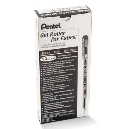 Pentel Arts Gel Roller For Fabric, (1.0mm) Bold Lines, Permanent, Black Ink (BN15-A)
