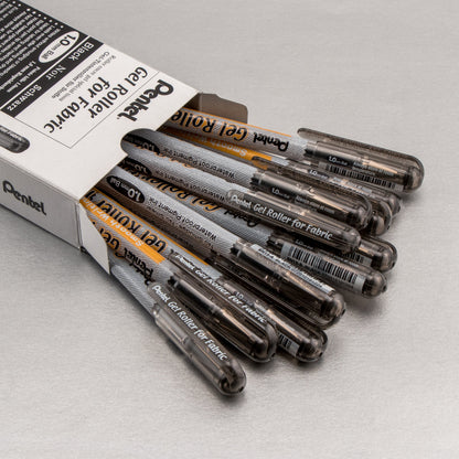 Pentel Arts Gel Roller For Fabric, (1.0mm) Bold Lines, Permanent, Black Ink (BN15-A)