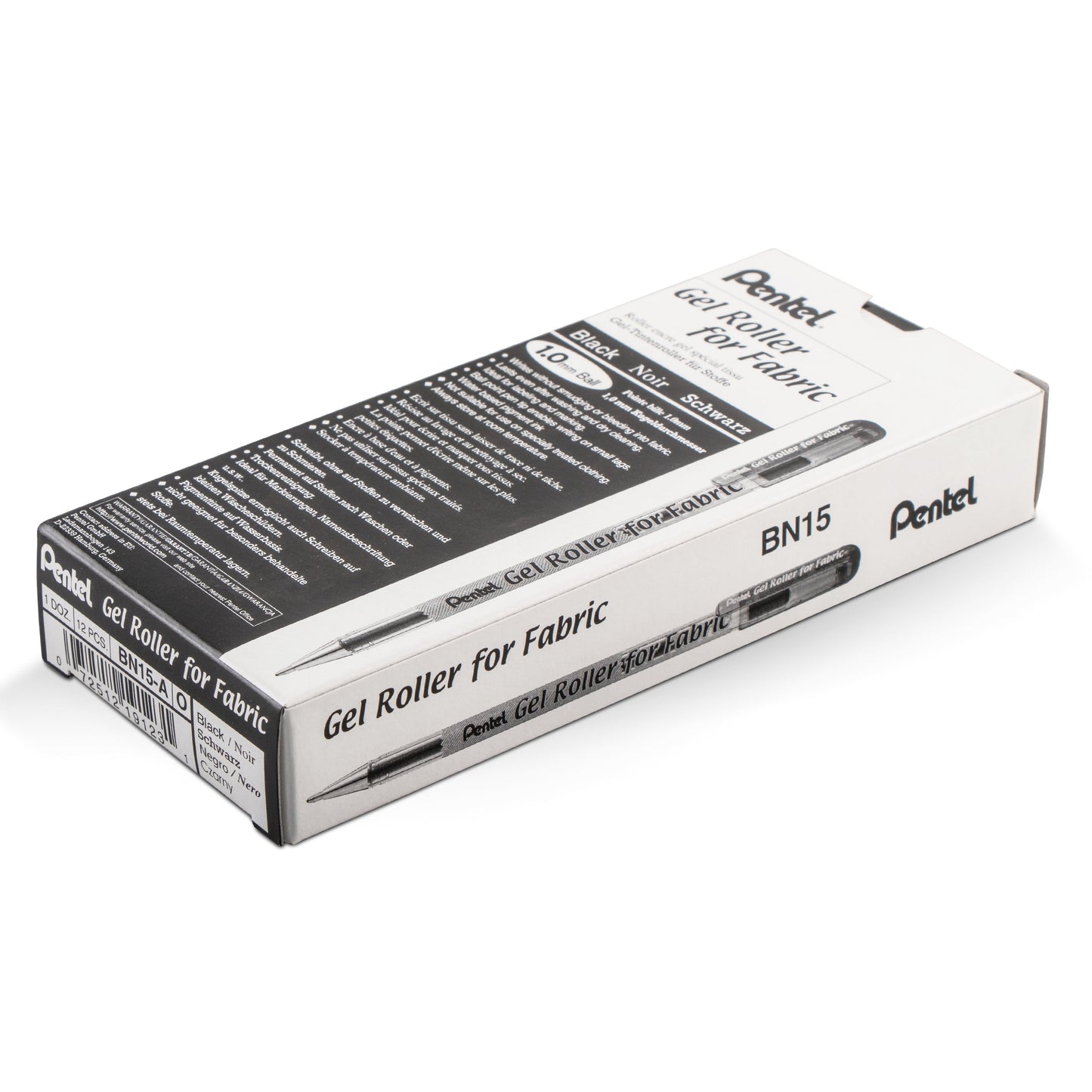 Pentel Arts Gel Roller For Fabric, (1.0mm) Bold Lines, Permanent, Black Ink (BN15-A)