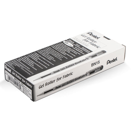 Pentel Arts Gel Roller For Fabric, (1.0mm) Bold Lines, Permanent, Black Ink (BN15-A)