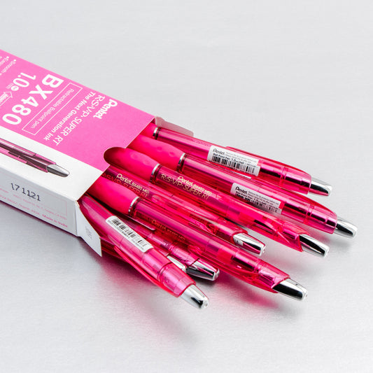 RSVP Super RT Ballpoint Pen, (1.0mm) Medium Line, Pink Ink (BX480-P)
