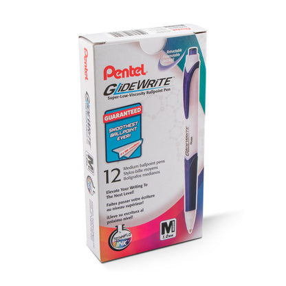 Pentel GlideWrite Ballpoint Pen with TechniFlo Ink, (1.0mm) Medium Line, Black (BX910-A)