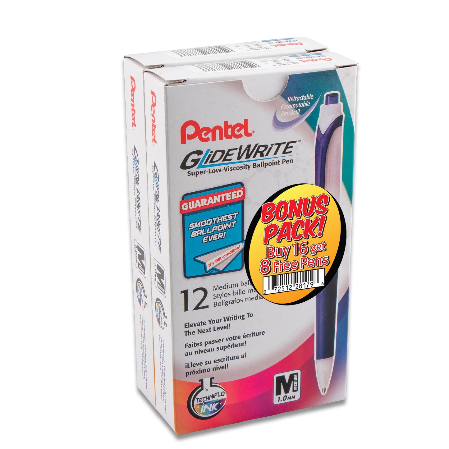 GlideWrite Ballpoint Pen, (1.0mm) medium, Blue Ink, Buy 16 + Get 8 free (BX910CSW2)