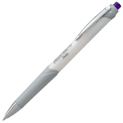 GlideWrite Signature Ballpoint Pen Pearl White Barrel, (1.0mm) Medium line, Violet Ink (BX930W-V)