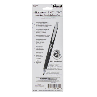 Pentel GlideWrite Executive Ballpoint Pen, (1.0mm) medium, black metal barrel,  Black Ink, 1-pk (BX970ABP)