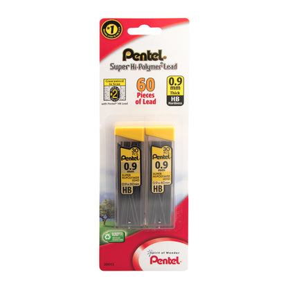 Pentel Super Hi-Polymer Lead Refill (0.9mm) Thick, HB, 30 pcs/Tube 2-Pk (C29BPHB2)
