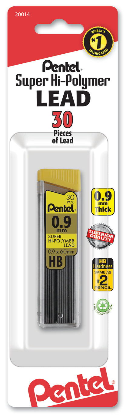Pentel Super Hi-Polymer Lead Refill (0.9mm) Thick, HB, 30 pcs/Tube 1-Pk (C29BPHB)