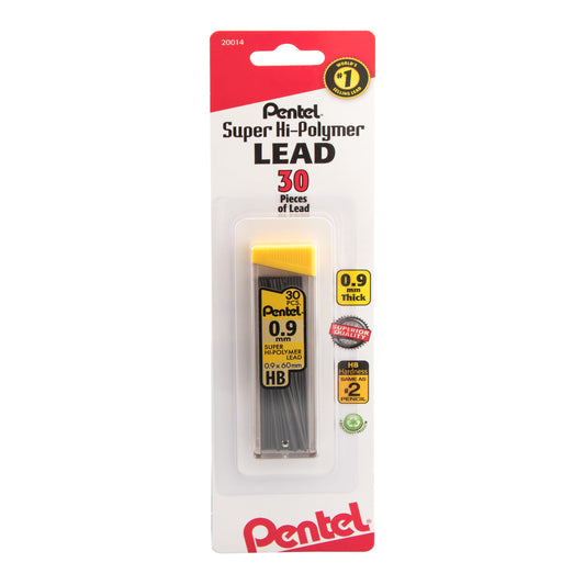 Pentel Super Hi-Polymer Lead Refill (0.9mm) Thick, HB, 30 pcs/Tube 1-Pk (C29BPHB), 144 Each