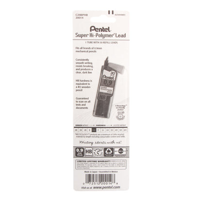 Pentel Super Hi-Polymer Lead Refill (0.9mm) Thick, HB, 30 pcs/Tube 1-Pk (C29BPHB)