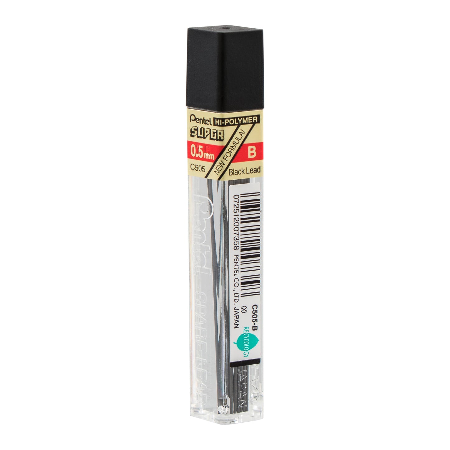Pentel Super Hi-Polymer Lead Refill (0.5mm) Fine, B, 12 pcs/Tube (C505-B)