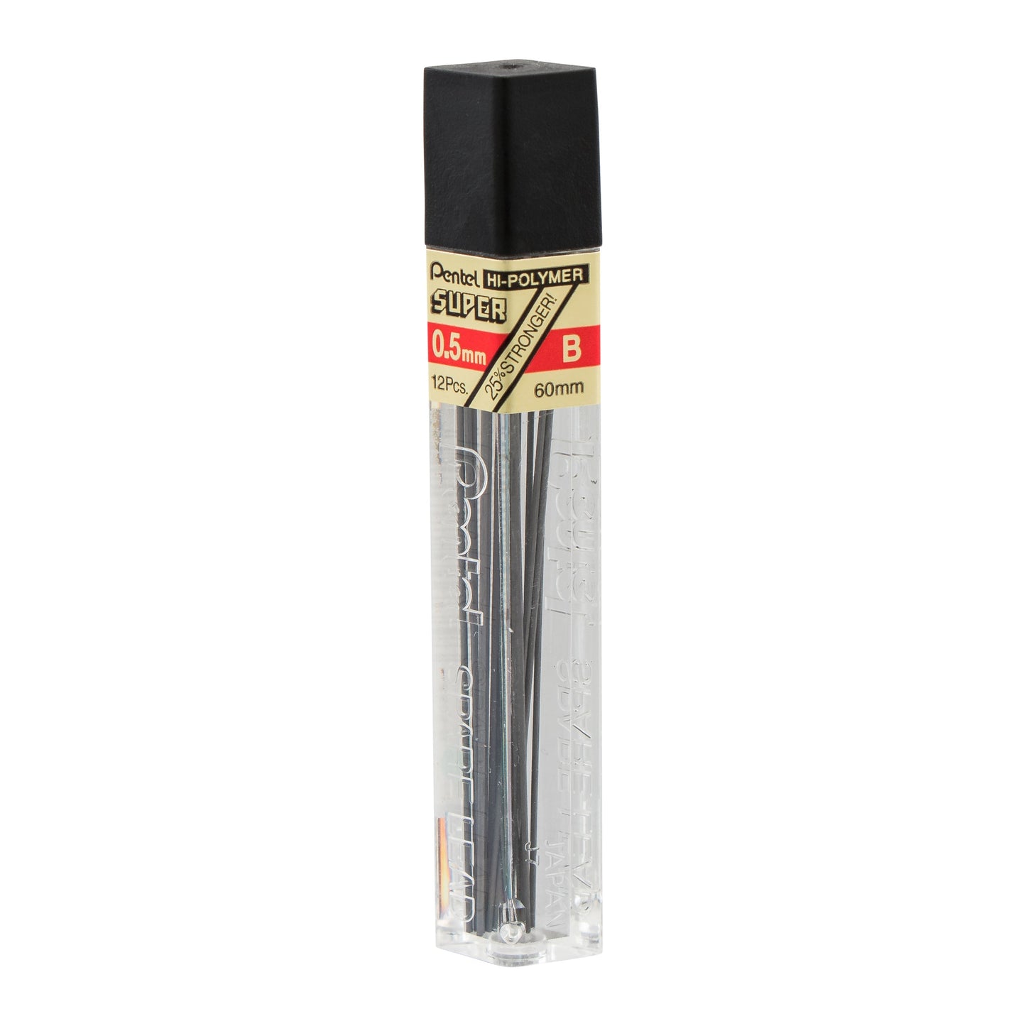 Pentel Super Hi-Polymer Lead Refill (0.5mm) Fine, B, 12 pcs/Tube (C505-B)