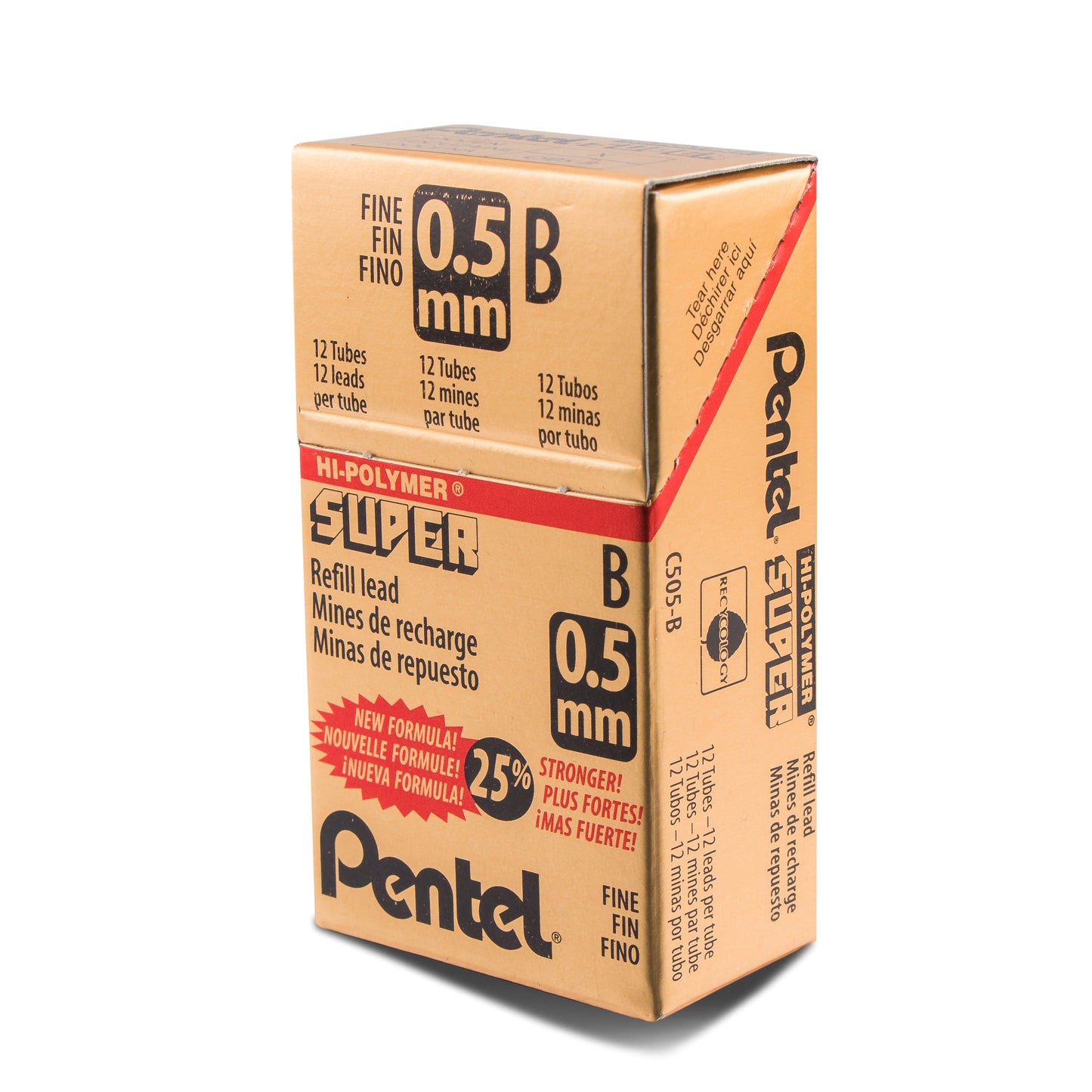 Pentel Super Hi-Polymer Lead Refill (0.5mm) Fine, B, 12 pcs/Tube (C505-B)