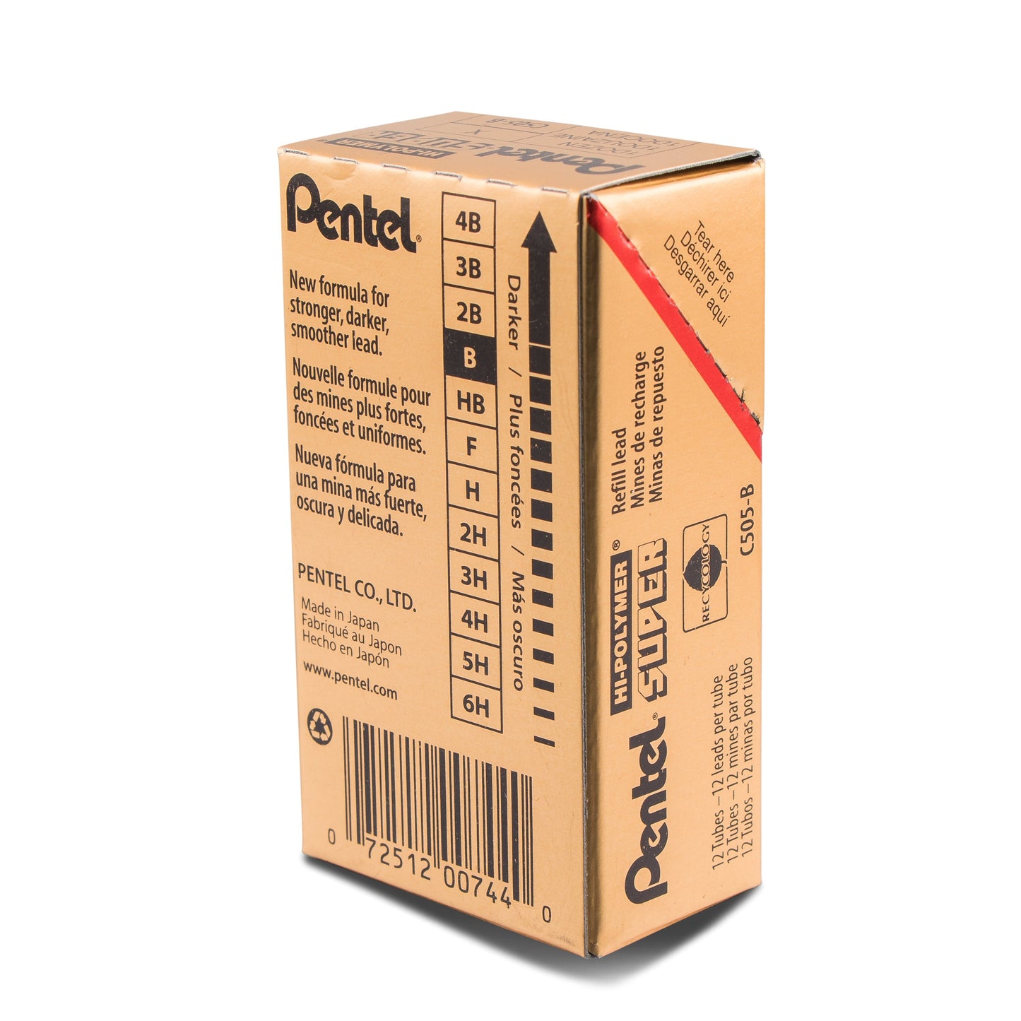 Pentel Super Hi-Polymer Lead Refill (0.5mm) Fine, B, 12 pcs/Tube (C505-B)