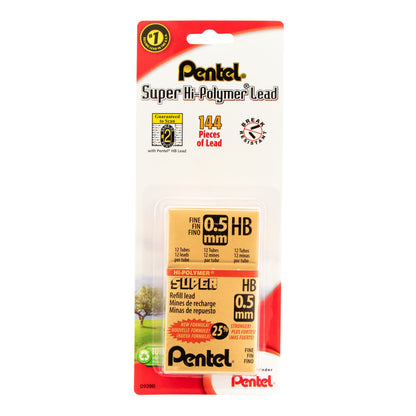 Super Hi-Polymer Lead Refill (0.5mm) Fine, HB, 144 pieces/box 1-Pk (C505BPHB-K6)