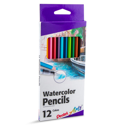 Pentel Arts Watercolor Pencil Set - Assorted Colors, 12-Pack (CB9-12)
