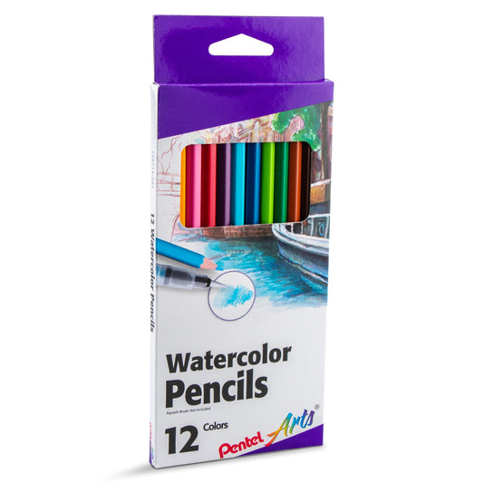 Pentel Arts Watercolor Pencil Set - Assorted Colors, 12-Pack (CB9-12)
