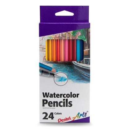 Pentel Arts Watercolor Pencil Set - Assorted Colors, 24-Pack (CB9-24), 48 Each