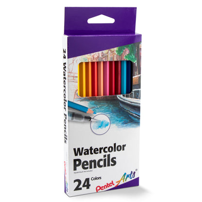 Pentel Arts Watercolor Pencil Set - Assorted Colors, 24-Pack (CB9-24), 48 Each