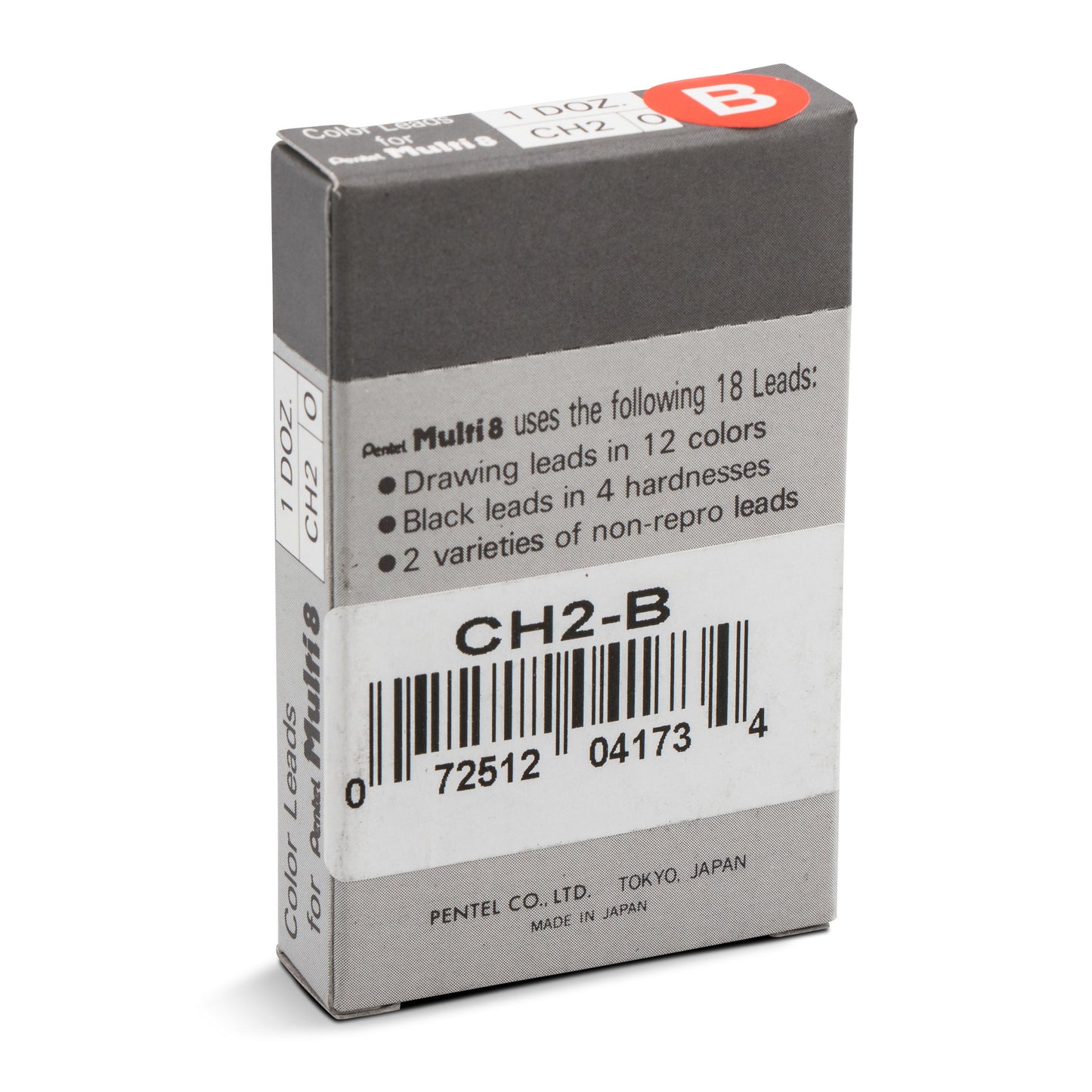 Pentel Arts 8 Colour Pencil Lead Refill (2.0mm), Red, 2 pcs/Tube (CH2-B)