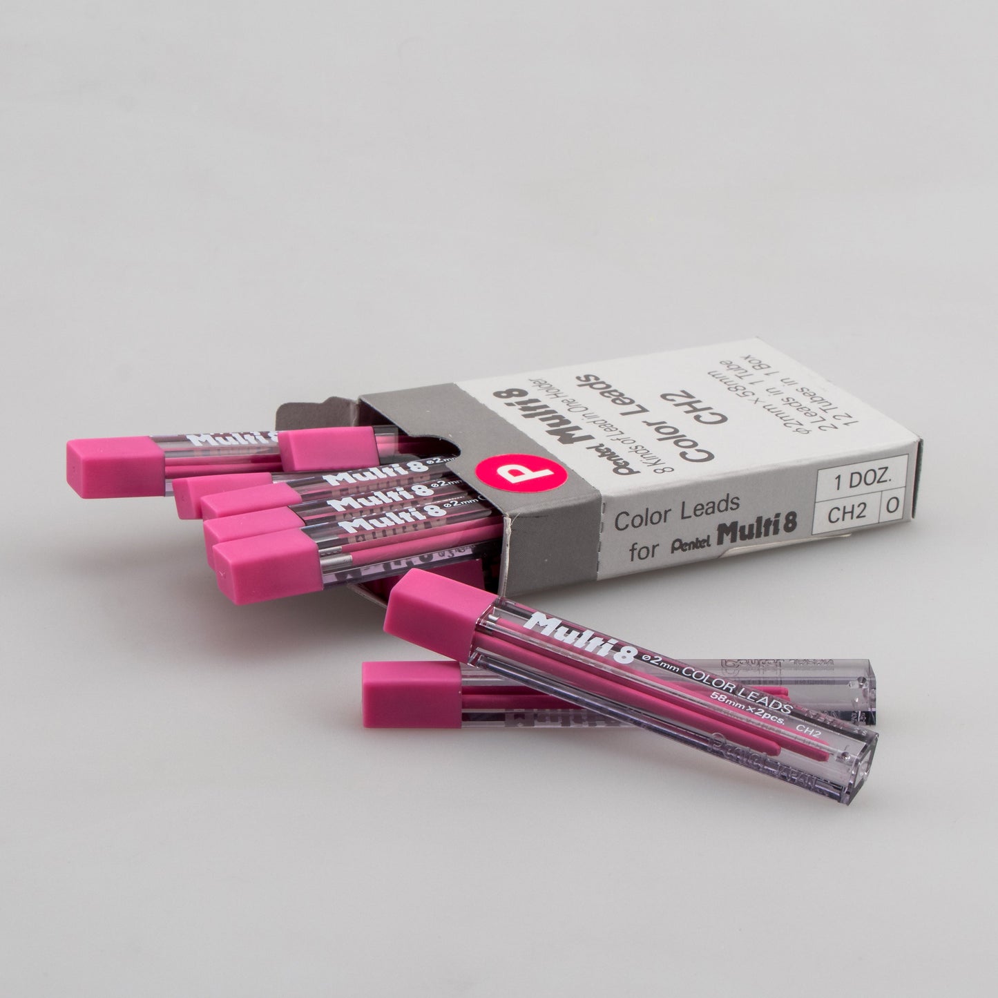 Pentel Arts 8 Colour Pencil Lead Refill (2.0mm), Pink, 2 pcs/Tube (CH2-P)