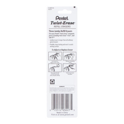 Refill Eraser For Pentel Twist-Erase Series Pencils 3 pcs/Box 1-Pk (E10BP-K6)
