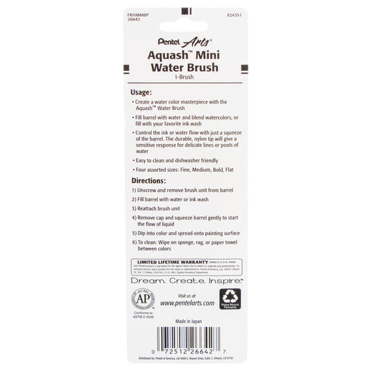 Pentel Arts Aquash Water Brush Mini, 1-Pk Carded (FRHMMBP)