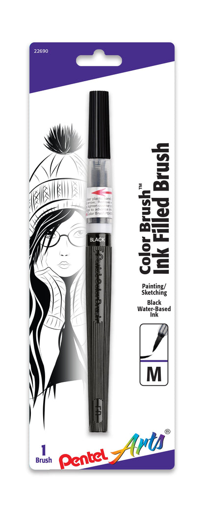 Pentel Arts Color Brush Black 1-Pk (GFLBP101)