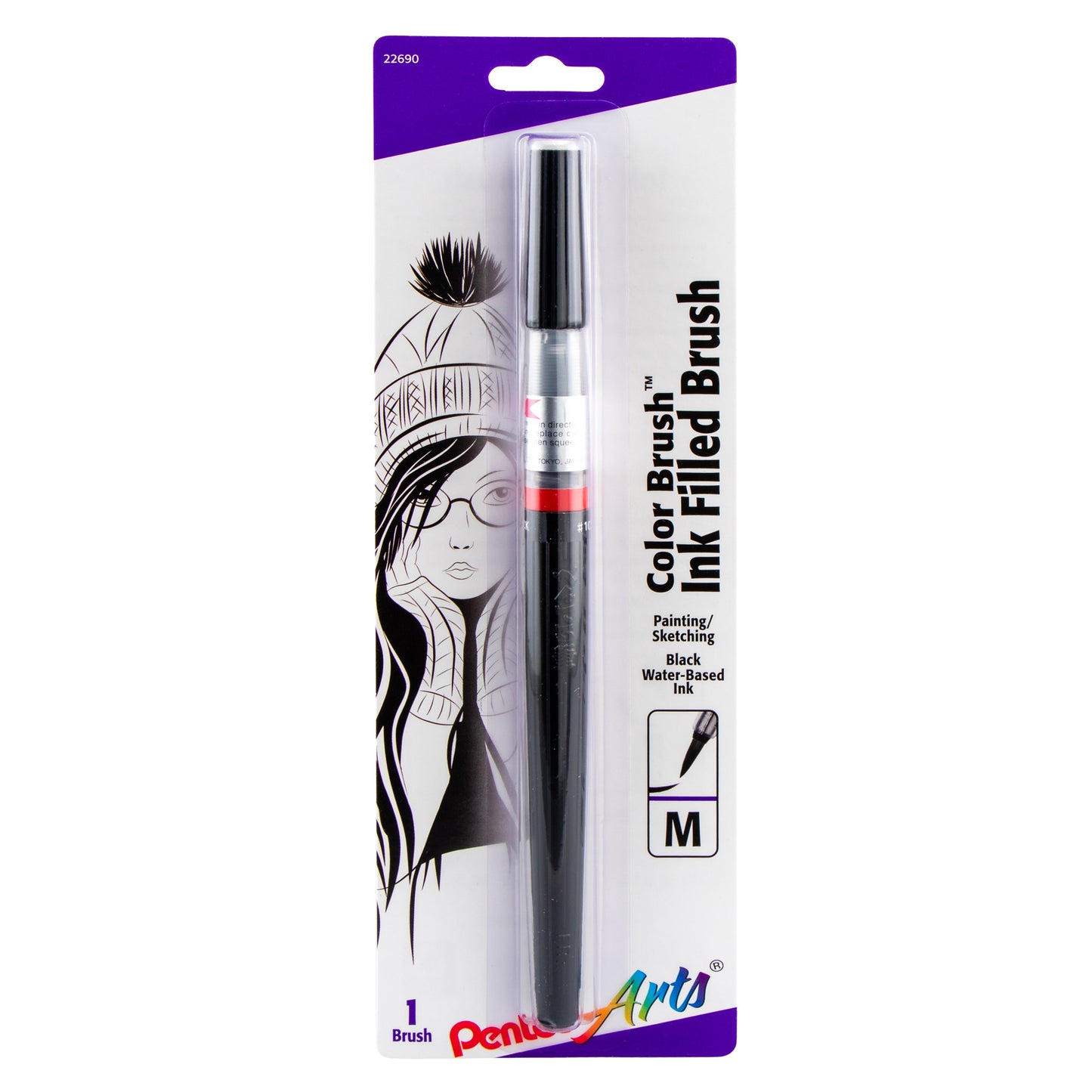Pentel Arts Color Brush Black 1-Pk (GFLBP101)