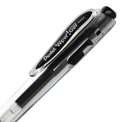 Wow! Gel Retractable Gel Pen, (0.7mm) Medium Line, Black Ink (K437-A)