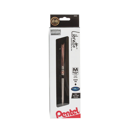 Libretto EnerGel Liquid Gel Pen, (0.7mm) Rose Gold Barrel, Black Ink, 1-Pk Boxed (K600PGBPA)
