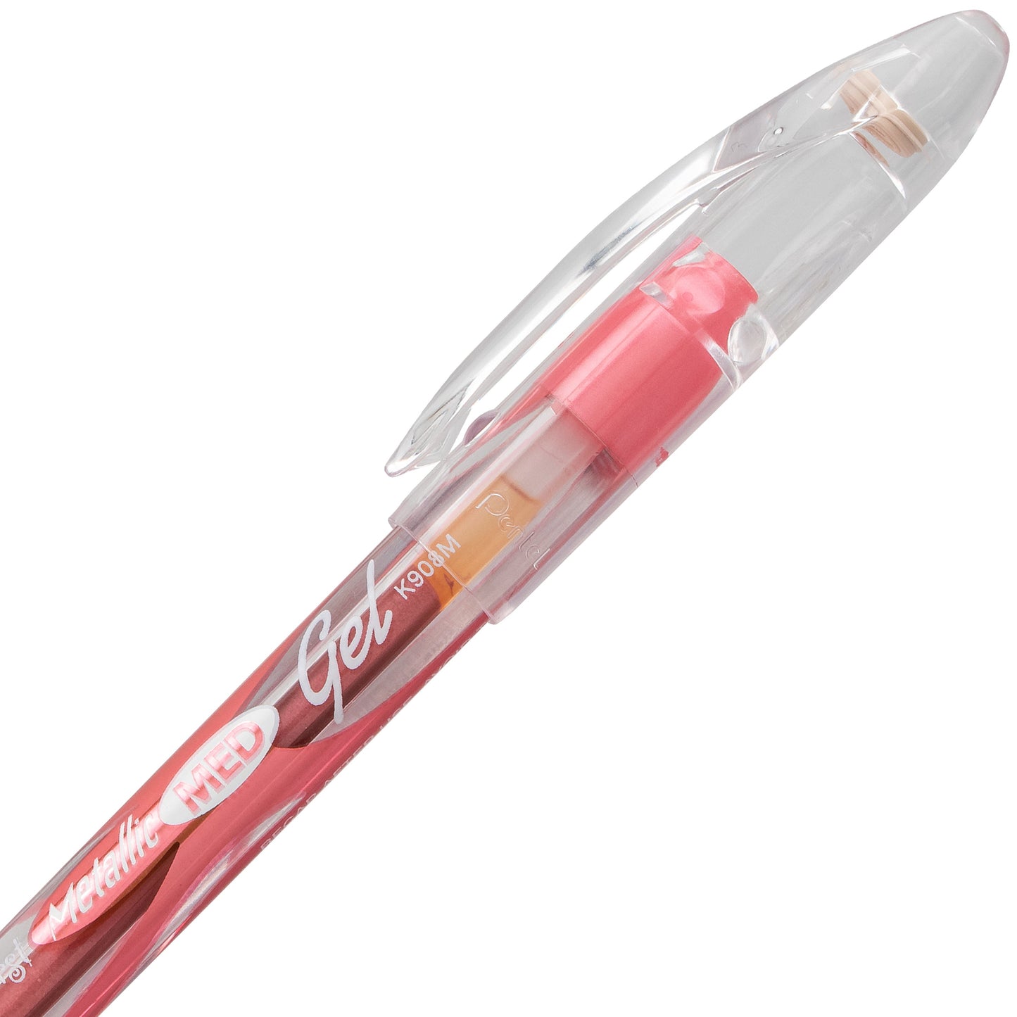 Pentel Sunburst Metallic Gel Pen, Medium Line, Permanent Red Ink (K908-MB), 48 Dozen