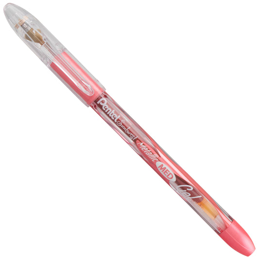 Pentel Sunburst Metallic Gel Pen, Medium Line, Permanent Red Ink (K908-MB), 48 Dozen