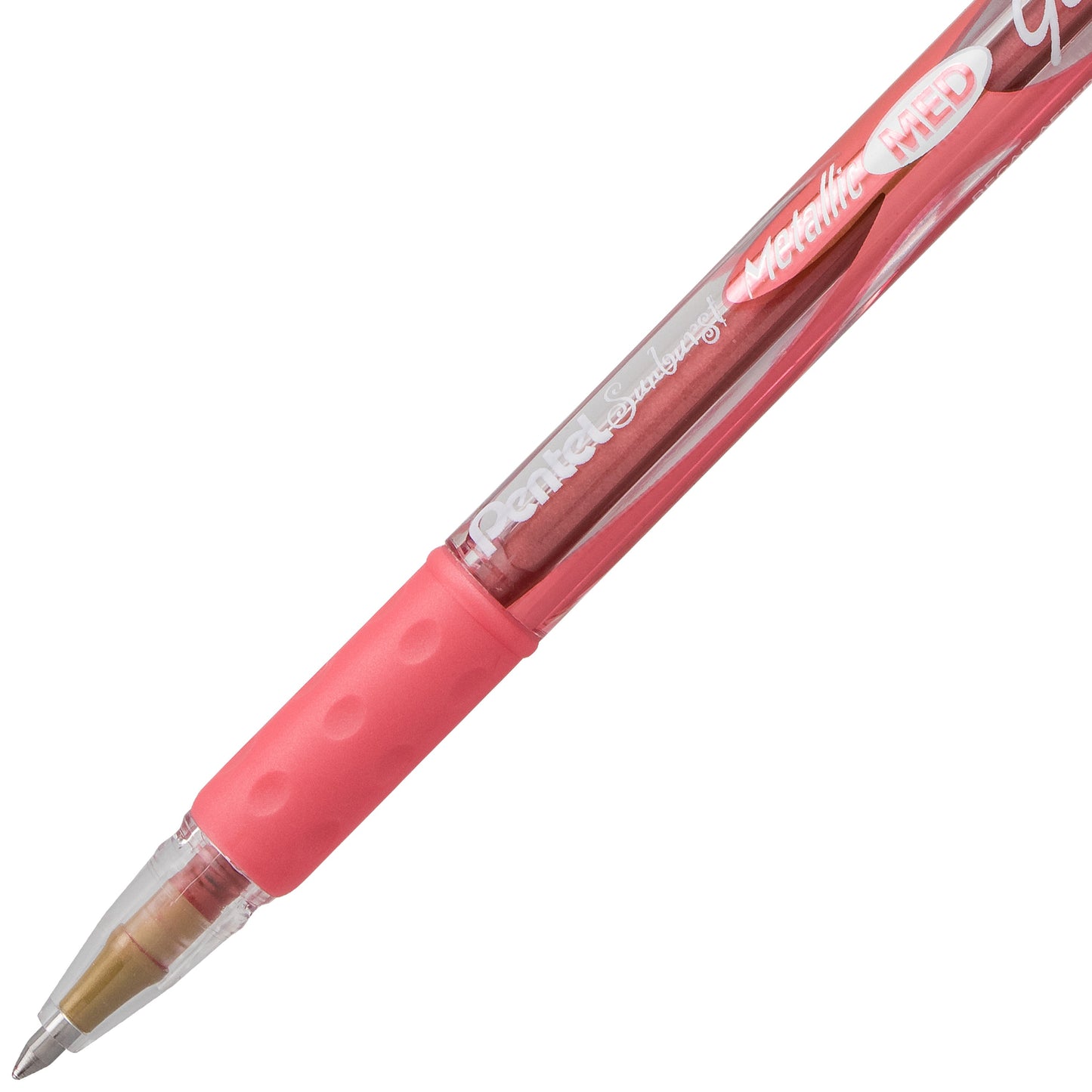 Pentel Sunburst Metallic Gel Pen, Medium Line, Permanent Red Ink (K908-MB), 48 Dozen