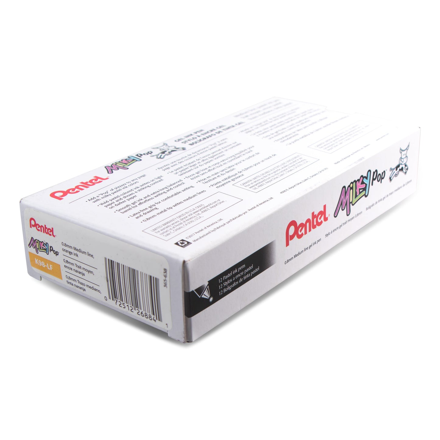 Milky Pop Pastel Gel Pen, (0.8mm) Medium Line, Orange Ink (K98-LF)