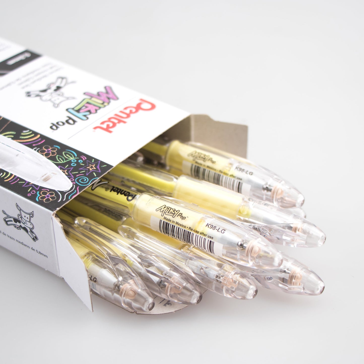 Milky Pop Pastel Gel Pen, (0.8mm) Medium Line, Yellow Ink (K98-LG)