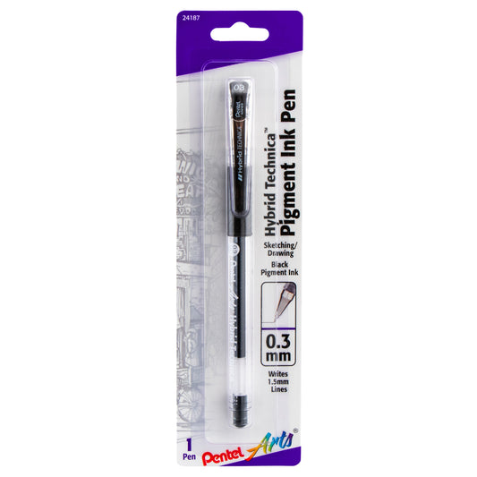 Pentel Arts Hybrid Technica (0.3mm) Gel Pen, Black Ink 1-Pk (KN103BPA)