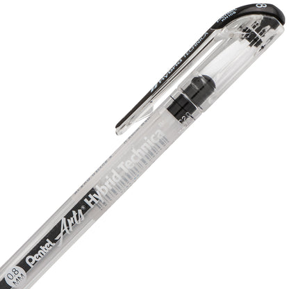 Pentel Arts Hybrid Technica (0.8mm) Gel Pen, Black (KN108-A)