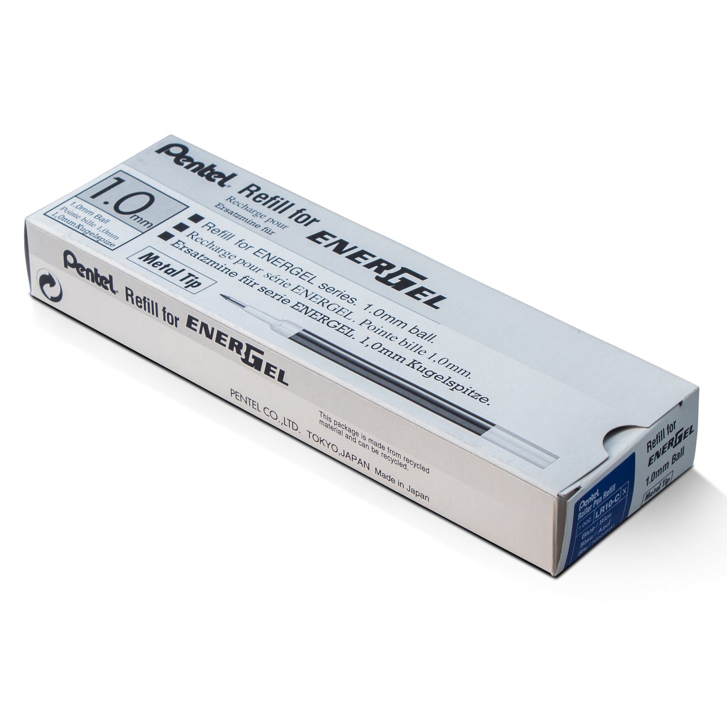 Pentel Refill Ink - For EnerGel Gel Pen 1.0mm Metal Tip, Bold, Blue Ink (LR10-C)