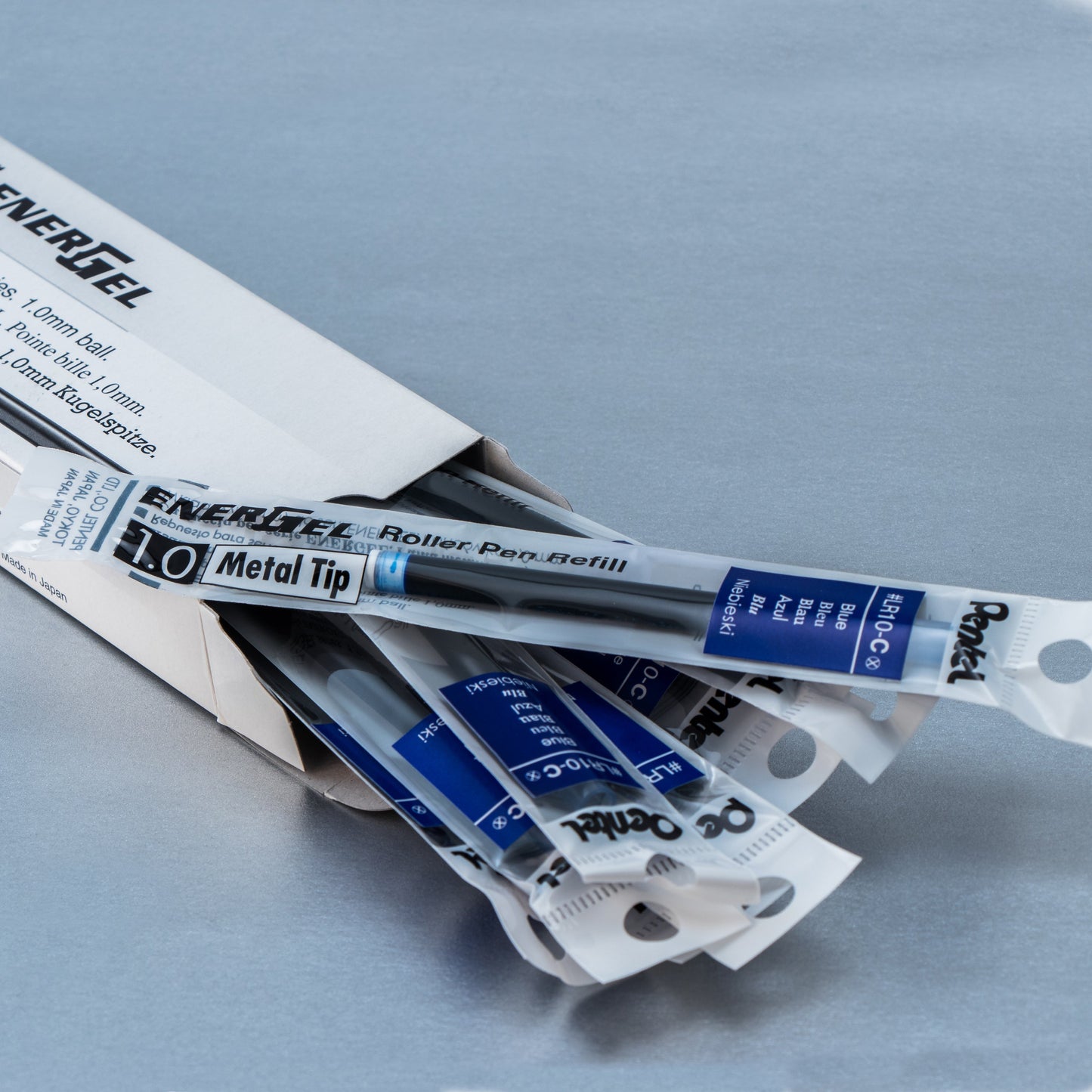 Pentel Refill Ink - For EnerGel Gel Pen 1.0mm Metal Tip, Bold, Blue Ink (LR10-C)