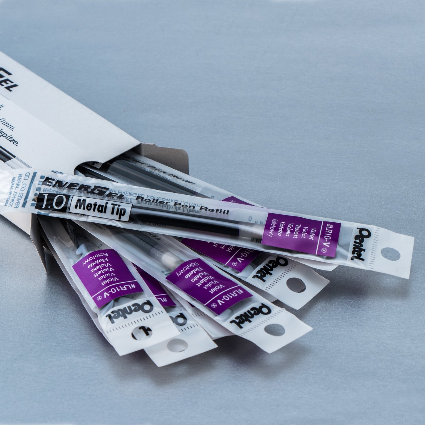 Pentel Refill Ink - For EnerGel Gel Pen 1.0mm Metal Tip, Bold, Violet Ink (LR10-V), 48 Dozen
