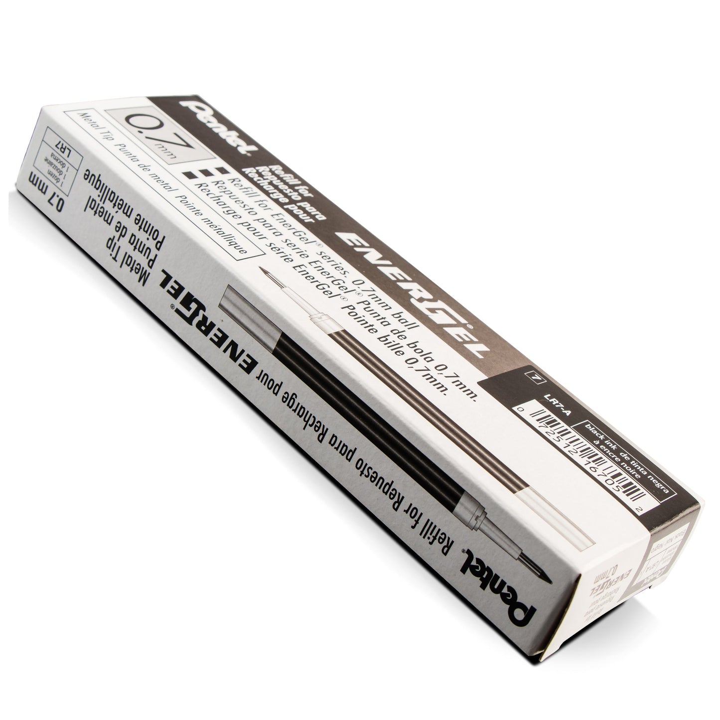Pentel Refill Ink - For EnerGel Gel Pen, 0.7mm Metal Tip, Medium, Black Ink (LR7-A)