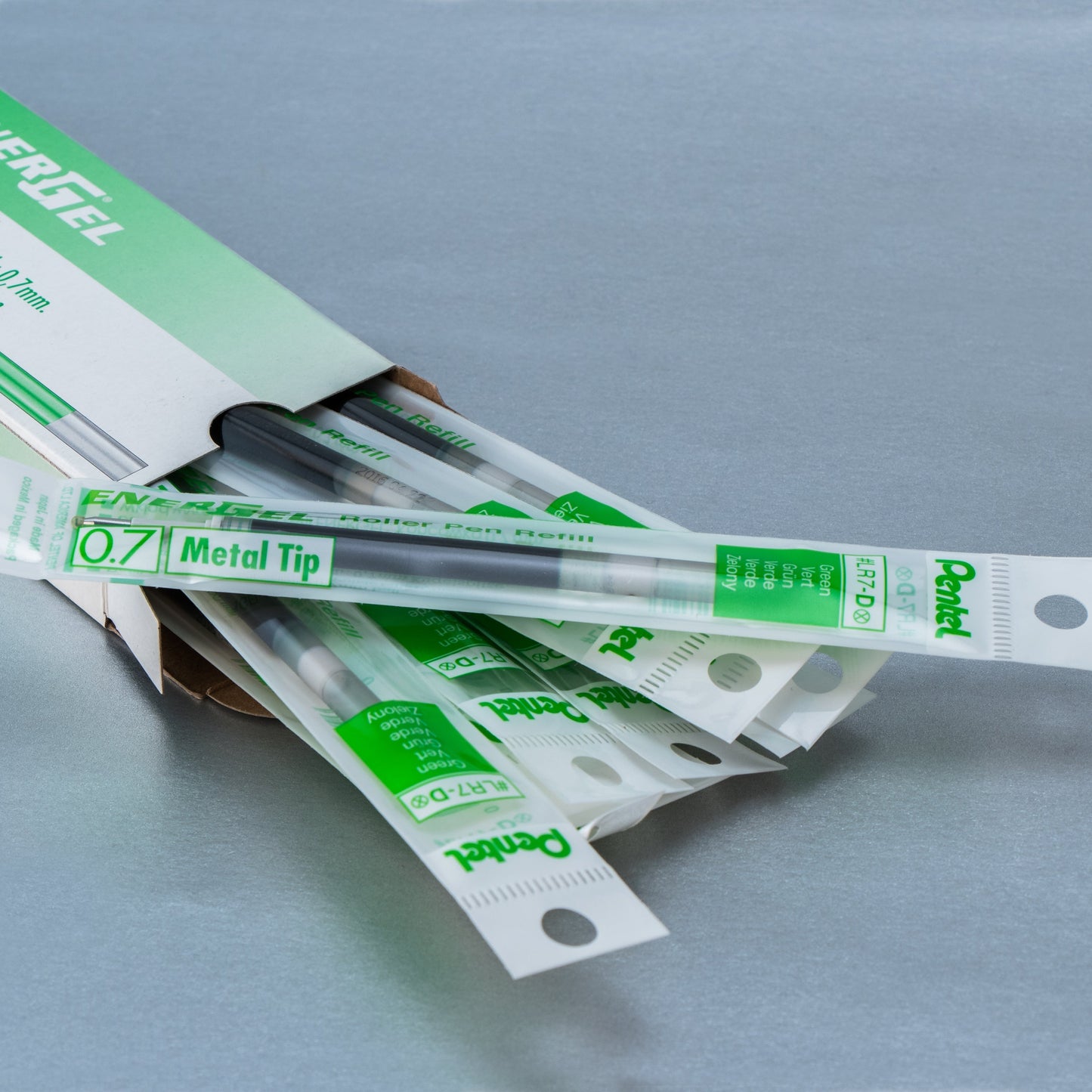 Pentel Refill Ink - For EnerGel Gel Pen, 0.7mm Metal Tip, Medium, Green Ink (LR7-D)