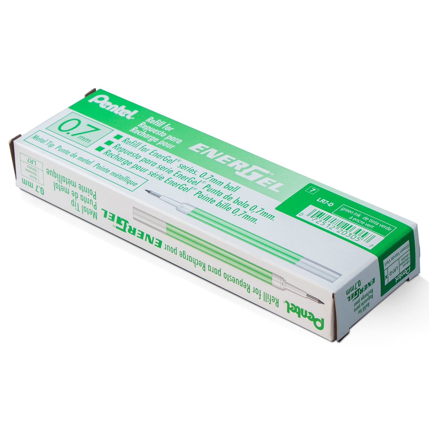 Pentel Refill Ink - For EnerGel Gel Pen, 0.7mm Metal Tip, Medium, Green Ink (LR7-D)
