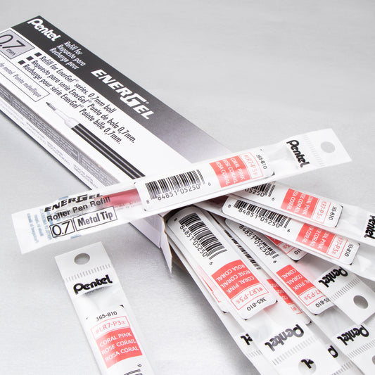 Refill Ink - For EnerGel Gel Pen, 0.7mm Metal Tip, Medium, Coral Pink Ink (LR7-P3)